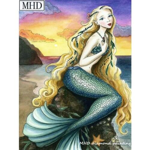 New 5d diy diamond full square / round diamond resin decoration home DIY mosaic diamond embroidery mermaid picture kit MAB165