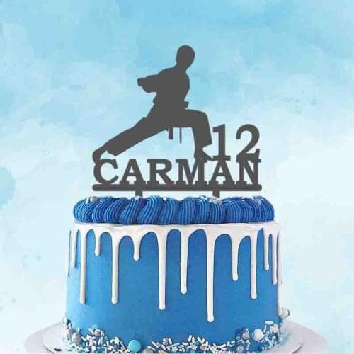 Personalized Martial Art Fans Cake Topper Custom Name Age Ninja Karate Kung Fu Toppers For Birthday Party Cake Decoration