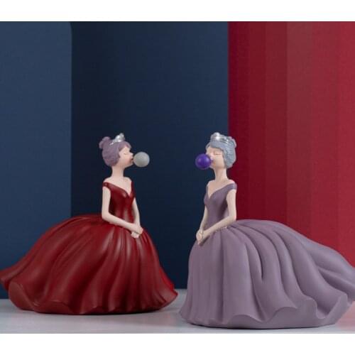 Nordic Ins Creative Bubble Princess Girl Sculpture Ornaments Home Living Room Office Desktop Crafts Decor Valentines Day Gifts