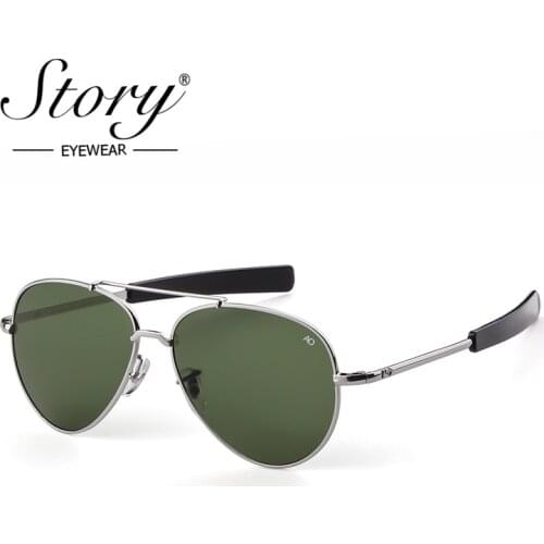 STORY 2019 Fashion Army AO Sunglasses Men Brand Designer American Optical Glass Lenses Male Sun Glasses High Quality Mirror