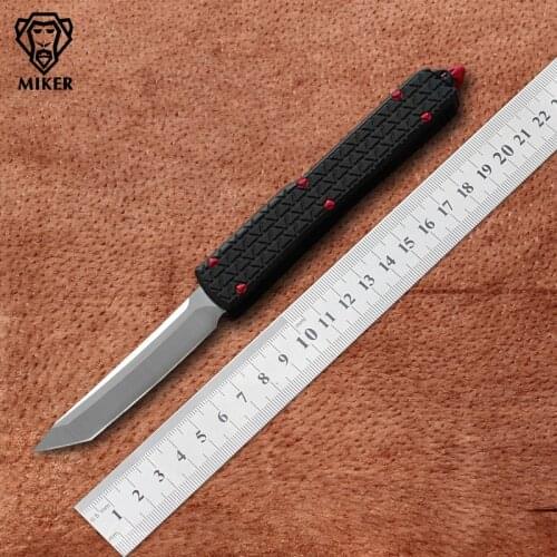 MIKER D2 blade,Aluminum alloy handle camping survival outdoor Tactical hunting dinner kitchen knife EDC tools