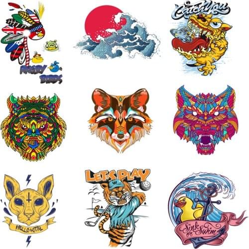 Iron on Transfer for Clothing Thermoadhesive Patches Stickers Diy Animal Appliques for Punk Jacket Textile Vinyl Stripe Rock C