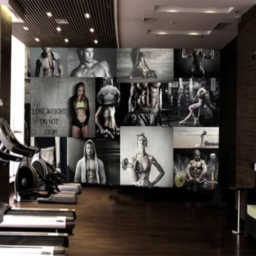 Gym Photo Wallpaper Bodybuilder Handsome Beauty Sports Background Wall Paper 3D Fitness Club Industrial Decor Mural Wallpaper 3D