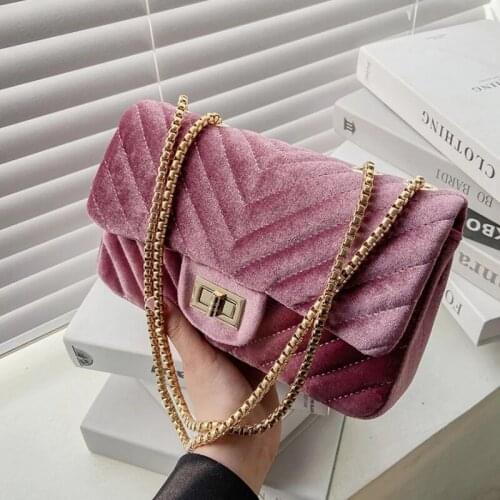 Velour V-line Crossbody Bag for Women 2021 Summer Fashion Sac A Main Female Shoulder Bag Female Handbags and Purses 8 colour