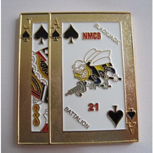 High quality rectangular playing card gold plated coins