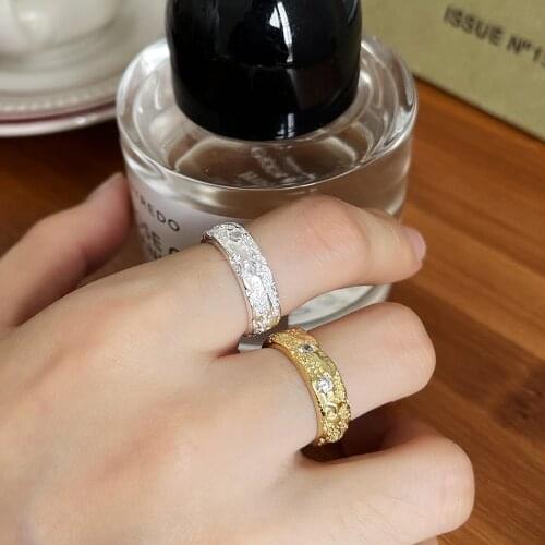 Amaiyllis 925 Sterling Silver Irregular Opening Ring Fashion Personality Shaped Index Finger Ring Jewelry