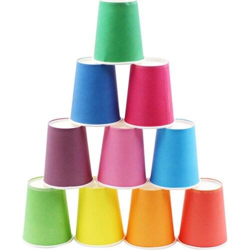 10pcs Party Disposable Paper Juice Cup Baby DIY Handicrafts Decor Wedding Picnic Christmas Tableware Paper Cups Candy colors