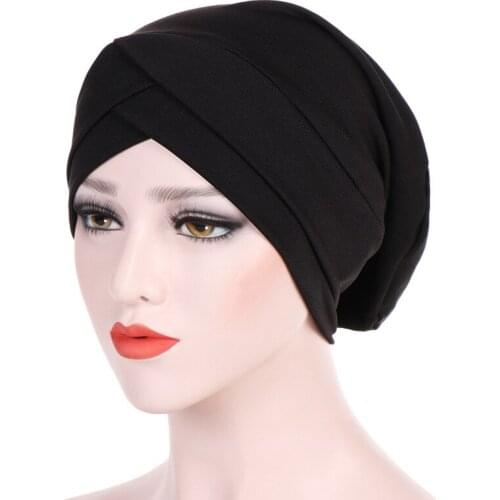 120pcs/lot twist Stretchy Turban Head Wrap Band Sleep Hat Chemo Bandana Pleated Indian Turban hat
