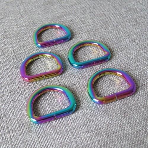 20Pcs 20mm Rainbow Metal Clasp Bag D Ring Hardware Straps Belt Buckle Hook Dog Collar Leads Harness Sewing Backpack Accessories