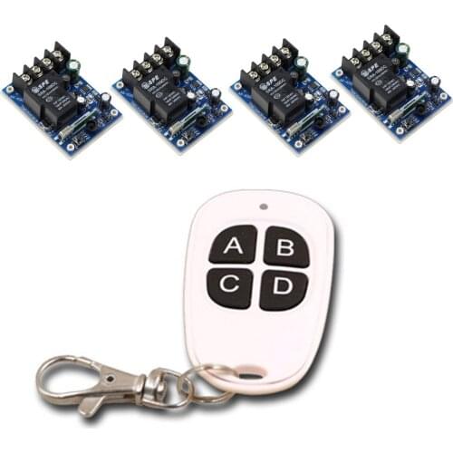 315Mhz 433Mhz DC 12V 24V 36V 48V 1 CH RF Wireless Remote Control 4 * Receivers & 1* White Transmitter For Smart Home