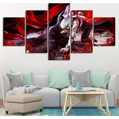 5 Piece Wall Art Canvas Anime Manga Pictures Tokyo Figure Prints Modern Home Living Room Decoration Paintings For Interior