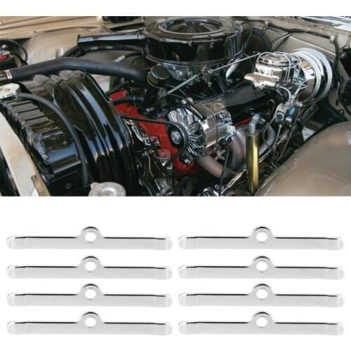 8pcs Chrome 4 3/4in Valve Cover Spreader Bars Fit for Chevy 283 305 327 350 Cylinder Head Valve Cover Car Styling Engine Covers