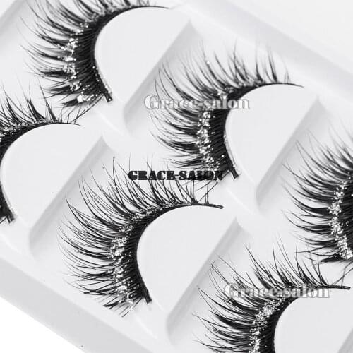 Makeup Facy Party Glitter Eyelashes 5 Pairs Shimmer Eye Lash Handmade Long Thick