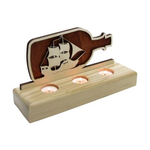 Didideko Wood Tealight Candle Holder Sailboat