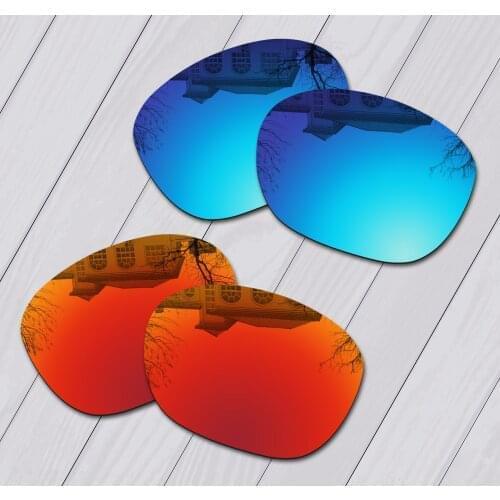 E.O.S 2 Pairs Ice blue & Fire Red Mirror Polarized Replacement Lenses for Oakley Garage Rock OO9175 Sunglasses