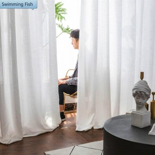 Euro Thickening Cotton Linen Chiffon Voile Sheer Curtain For Balcony Tulle Blind For Bedroom Living Room Only Pass Light