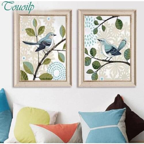 Combined,diy Diamond Embroidery ,diamond Painting Wall Art bird Decoration pictures on the wall sitting room 2pcs Crafts