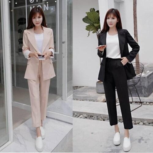 2-piece set/set Spring/Autumn Fashion Double Breasted Turn-down Collar Polyester Professional Office Lady Set
