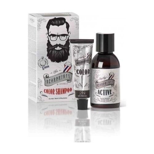 Beard and hair dye in 2N Brown Beardburys shampoo