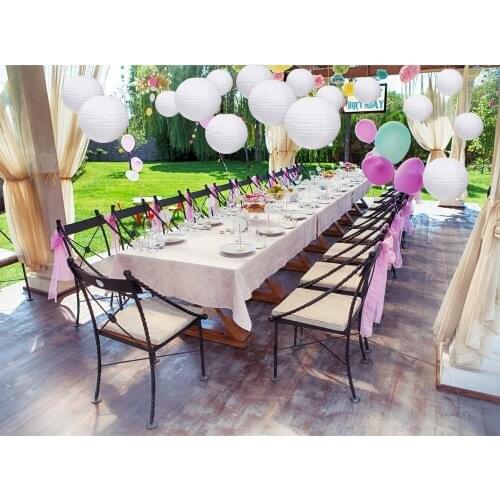 METABLE 100 Packs 12 Inch White Paper Lanterns Round Chinese/Japanese Hanging Ball Lantern Lamps for Birthday Wedding Christmas