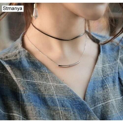 Multilayer necklace - New Layer Long Leather Women Necklaces & Pendants Choker Collar Maxi Necklace Statement Jewelry N1116