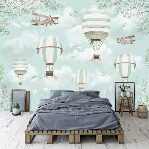 Custom Mural Wallpaper For Kids Room 3D Cartoon Hot Air Balloon Photo Decoration Children Room Bedroom Wall Painting Wall Paper