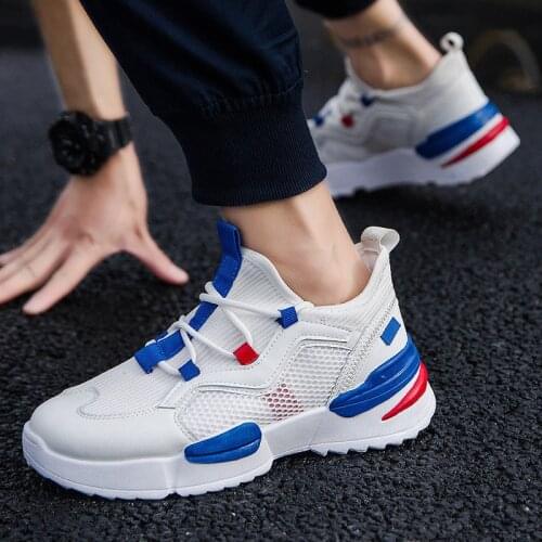 2020 New Hot Trend Mesh Breathable Mens Shoes Sports Casual Ins Fashion Lace-up Comfortable Breathable Mesh Shoes
