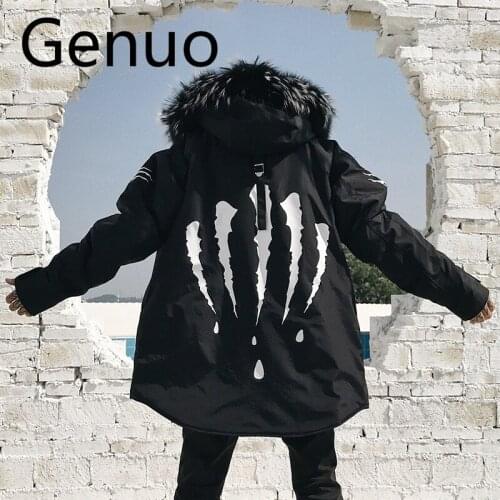 Drop Shipping Men Parkas Winter Jacket Fur Hooded Coat Jacket Mens Parka Padded Thick Warm Coats