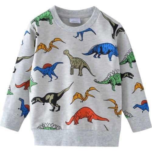 Jumping meters Kids dinosaurs sweatshirts cotton winter autumn baby boys girls t shirts all printed animals t shirts for boy kid