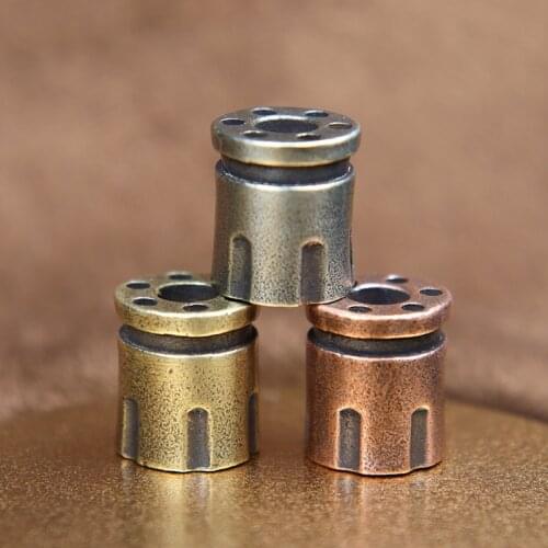 Revolver Magnum Bullet Magazine Shape DIY Brass Knife Beads Paracord Umbrella Rope Bracelet Outdoor EDC Bead Lanyard Accessories