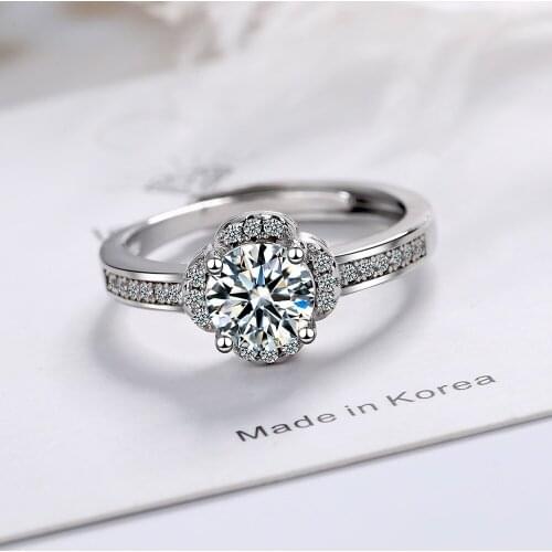 Luxury Fashion Female Round Stone Ring Crystal Silver Color Zircon Ring Promise Love Wedding Engagement Rings For Women