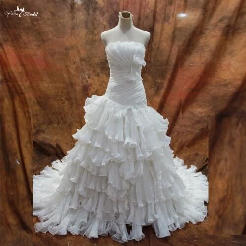 RSW79 Factory Outlets High Quality Gorgeous Classical Scalloped neckline Crumpled Taffeta Wedding Dress