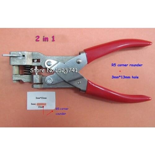 Manual R5 and 3x13MM Flat Hole ID Business Criedit PVC Paper Card Corner Rounder Punch Perforating Cutter Pliers