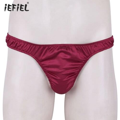 Sexy Mens Briefs Lingerie Soft Shiny Ruffled Low Rise High Cut Bikini Thong Underwear Sissy Panties