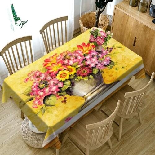 Customizable Tablecloth Christmas 3d Colorful Flower Pattern Washable Thicken Rectangular and Round Table Cloth for Wedding