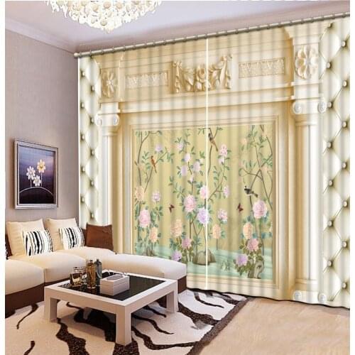 Modern living room curtains 3d Curtains Blackout for Living Room Kids Bedroom Fabric flower curtains
