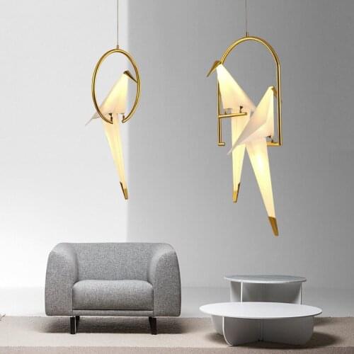 Modern Origami Crane Bird Pendant Light Nordic Style Creative Design Personality Lamp Hanging Hotel Hall Parlor Bedroom Bar