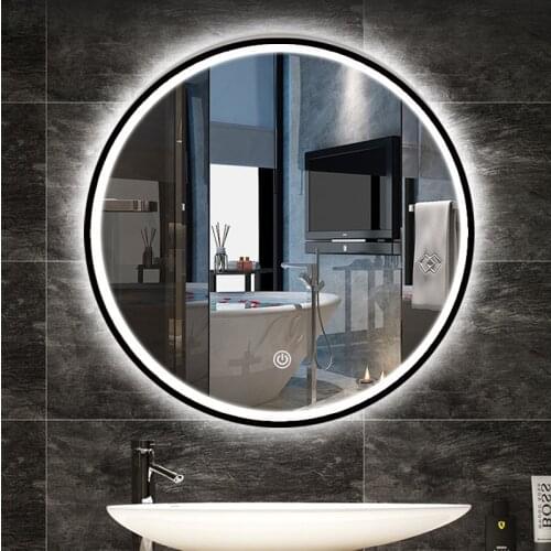Beauty Makeup LED Mirror Round Anti Fog Mirror Bathroom Cool White LED Light Wall Mounted Hanging Vanity Bath Smart Mirror HWC