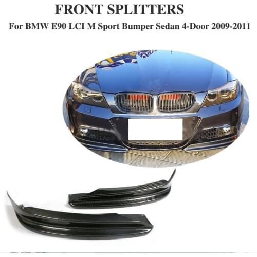 Carbon Fiber Front Bumper Lip Fog Lamp Splitters Cupwings for BMW 3 Series E90 LCI M Sport Sedan 4-Door 2009-2011