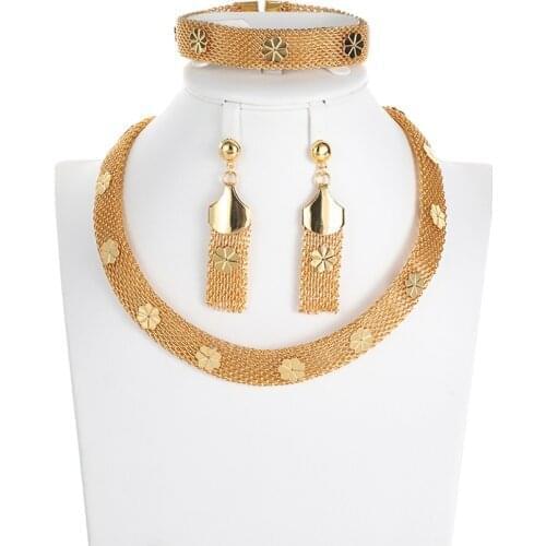 Nigeria Jewelry Sets for Women Africa Beads Jewelry Set Dubai Gold Wedding Bridal Fashion Jewelry Sets Womens Accessories
