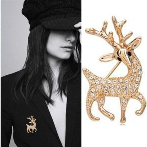 1pc Fashion Design Animal Deer Shape Brooches For Women Trendy Shinny Rhinestone Jewelry Broches Jewelry Hot