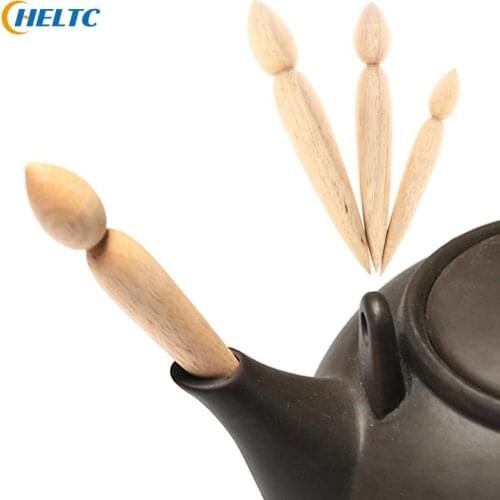 1PCS Pottery Spout Modifier Teapot Wooden Pot Crafts Modeling Repair Tool Wooden Double-head Punch Manual DIY Pottery Tool