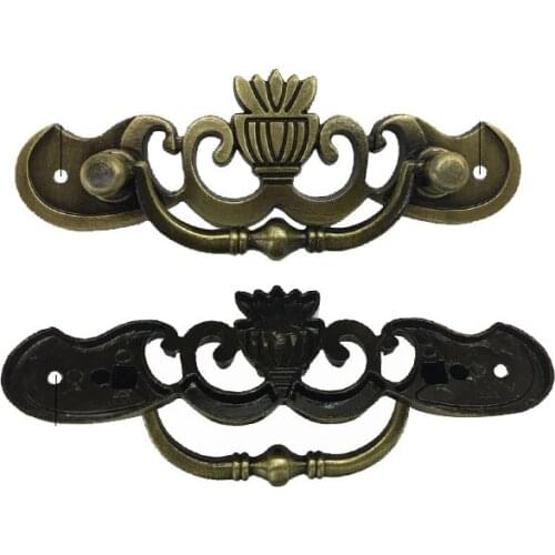 10PCS Antique Brass Pull Handles for Kitchen Cupboard Drawer Cabinet Door Retro Metal Handle Furniture Knobs Hardware