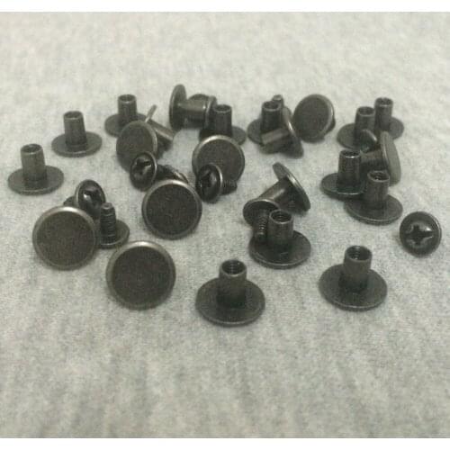 100Sets 10X7MM Antique Silver Round Flat Spikes Metal Flat Studs Rivets Screwback Spots Cone Leather Craft Spikes For DIY Making