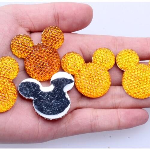 100pcs/lot 30x35mm Mickey Head Many Colors Resin Rhinestone Flatback Cabochon DIY Crafts Scrapbooking Jewelry Making Decorations