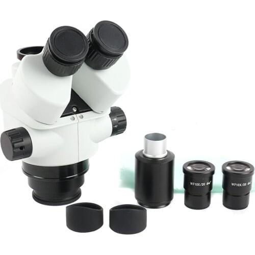 2019 7X-45X Simul-Focal Zoom Stereo Microscope Trinocular Microscope Head + 0.5x 2.0x Auxiliary Lens