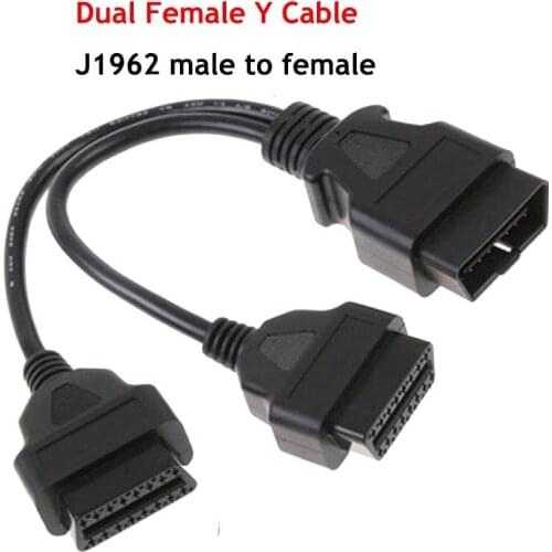 30CM OBD2 16 Pin Cable Extension Splitter Male to Dual Female Y OBD 16Pin Cable 1-2 OBD Connector Adapter Free Shipping
