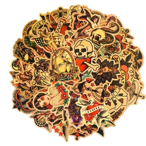 TW ZD 50Pcs/Set Retro Style Stickers for Laptop Motorcycle Skateboard Luggage Decal Toy Sticker Waterproof Beauty Girls Sticker