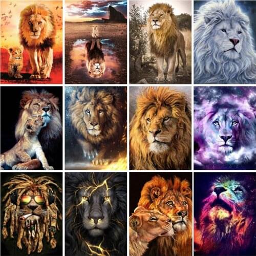 Lion Animal 5D DIY Diamond Painting Mosaic Cross Stitch Kits Diamond Embroidery Full Round Square Drill Living Room Decor