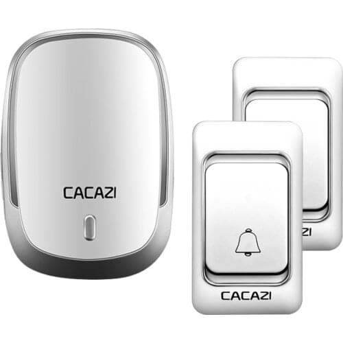 CACAZI Wireless Doorbell LED Light Home cordless call bell DC battery operated Control Button 200M Remote 4 volume 36 chime